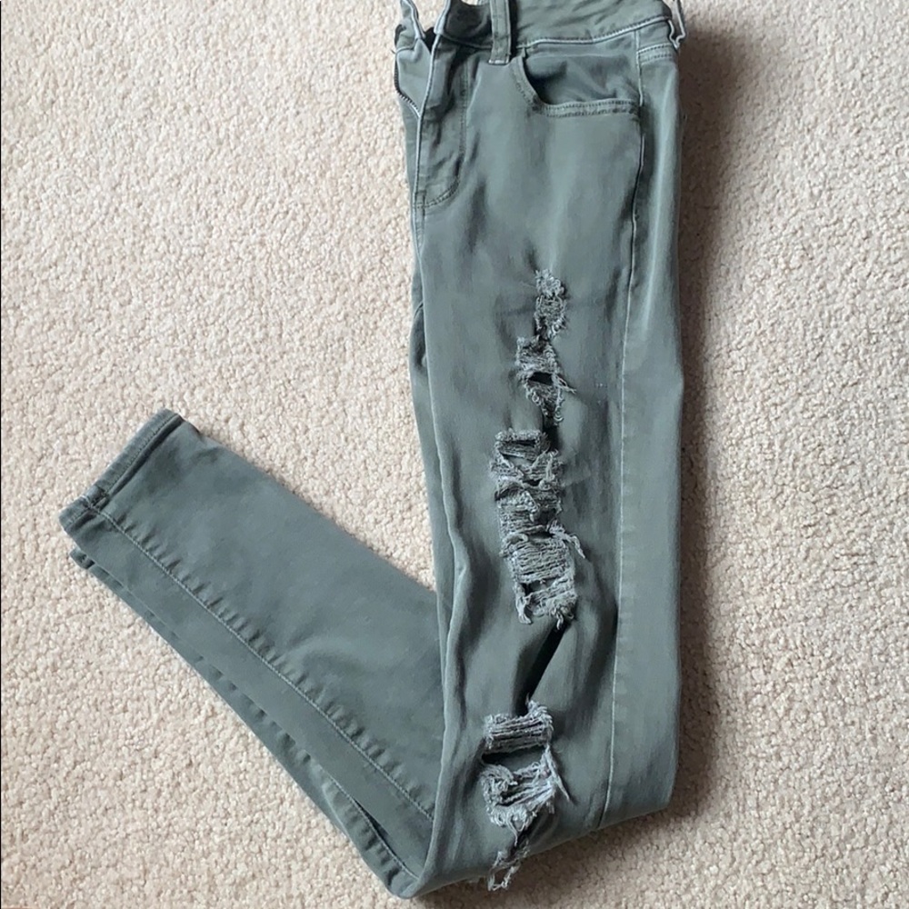 grey/green skinny jeans